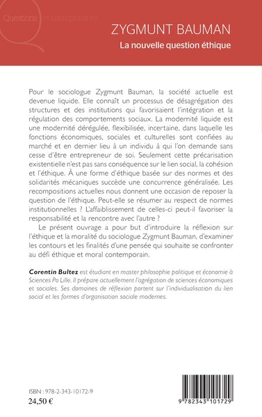 Zygmunt Bauman, La nouvelle question éthique (9782343101729-back-cover)