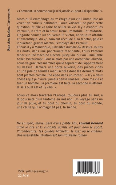 Une irrésistible intuition, Roman (9782343103570-back-cover)