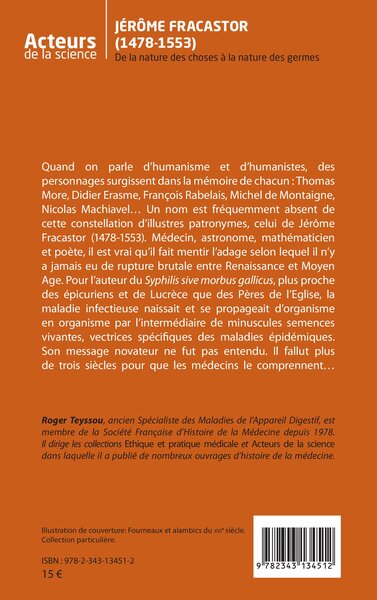 Jérôme Fracastor (1478-1553), De la nature des choses - à la nature des germes (9782343134512-back-cover)