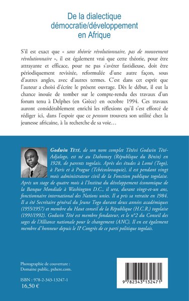 De la dialectique démocratie / développement en Afrique, Contribution au forum de Delphes (9782343132471-back-cover)