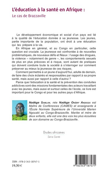 EDUCATION A LA SANTE EN AFRIQUE (L'), LE CAS DE BRAZZAVILLE (9782343187471-back-cover)