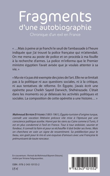 Fragments d'une autobiographie, Chronique d'un exil en France (9782343101552-back-cover)