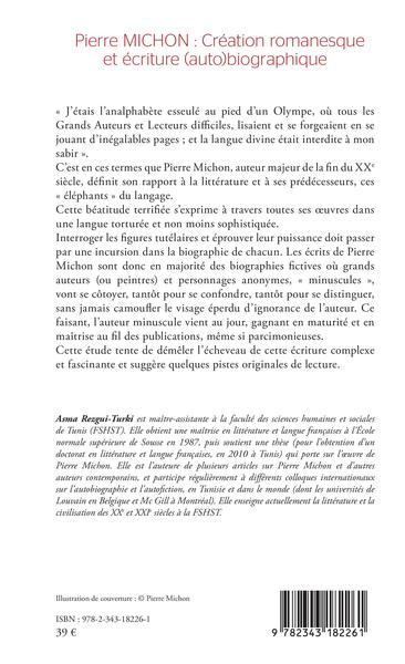 Pierre Michon :, Création romanesque et écriture (auto)biographique (9782343182261-back-cover)