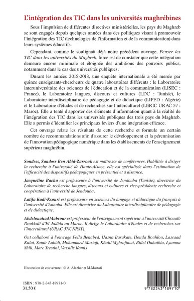 L'intégration des TIC dans les universités maghrébines, Discours, représentations, réalités (9782343189710-back-cover)