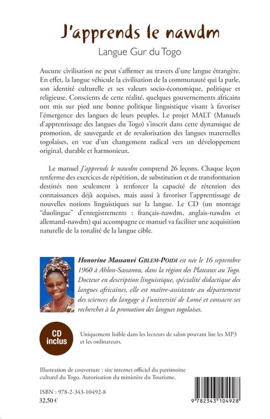 J'apprends le nawdm, Langue Gur du Togo (9782343104928-back-cover)
