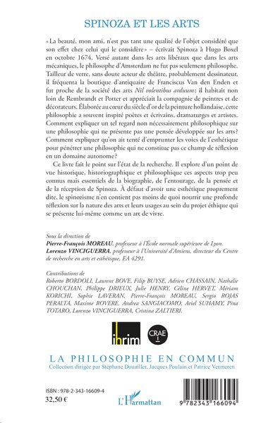 Spinoza et les arts (9782343166094-back-cover)