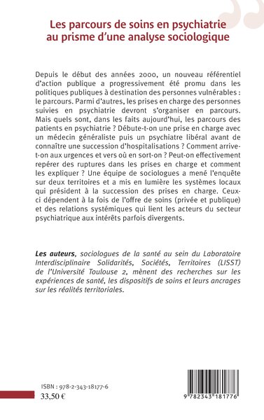 Les parcours de soins en psychiatrie au prisme d'une analyse sociologique (9782343181776-back-cover)