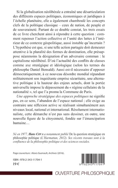 Pour une approche stratégique des espaces politiques, Essai de philosophie politique (9782343117041-back-cover)