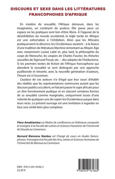 Discours et sexe dans les littératures francophones d'Afrique, Vers un changement des mentalités ? (9782343161662-back-cover)