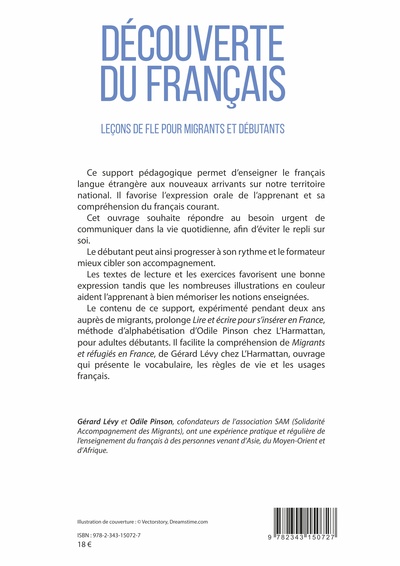 Découverte du français, Leçons de FLE pour migrants et débutants (9782343150727-back-cover)