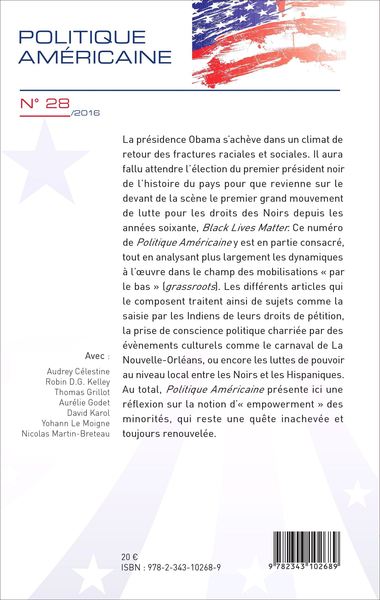 Politique américaine, Les nouvelles formes de mobilisations raciales aux États-Unis, Black Lives Matter et les mouvements grassr (9782343102689-back-cover)