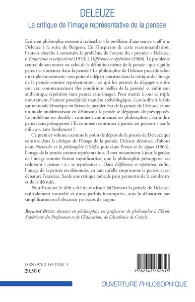 Deleuze, La critique de l'image représentative de la pensée (9782343152813-back-cover)
