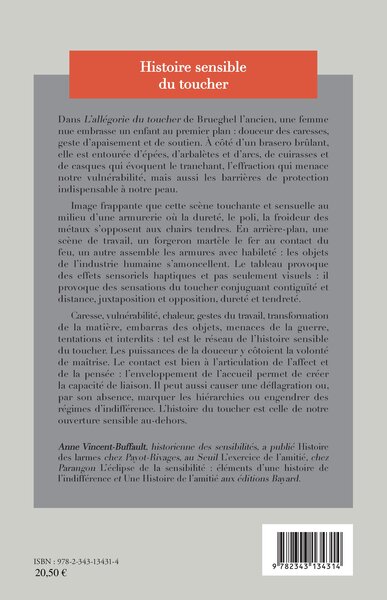 Histoire sensible du toucher (9782343134314-back-cover)