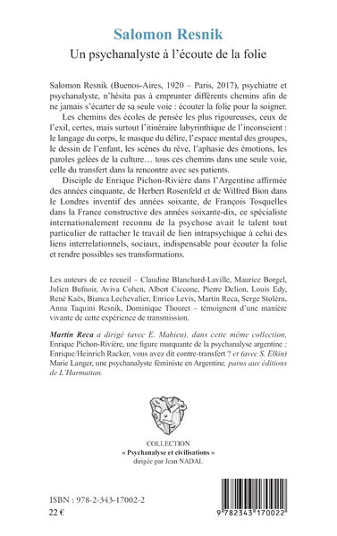 Salomon Resnik, Un psychanalyste à l'écoute de la folie (9782343170022-back-cover)