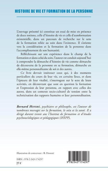 Histoire de vie et formation de la personne, Préface de Gaston Pineau (9782343174297-back-cover)