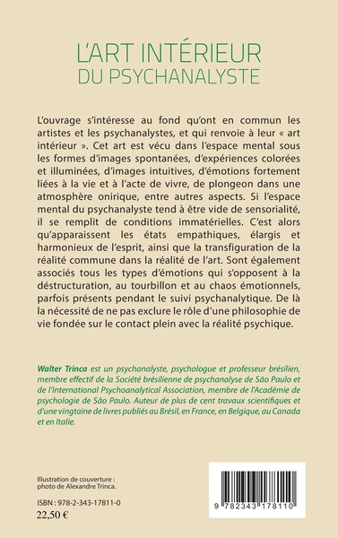 L'art intérieur du psychanalyste (9782343178110-back-cover)