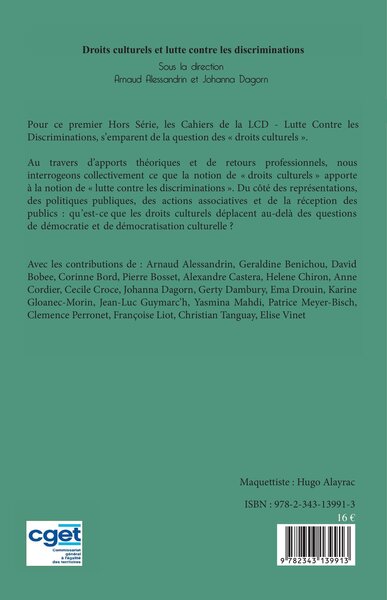 Les cahiers de la LCD, Droits culturels et lutte contre les discriminations, Hors Série 1 (9782343139913-back-cover)