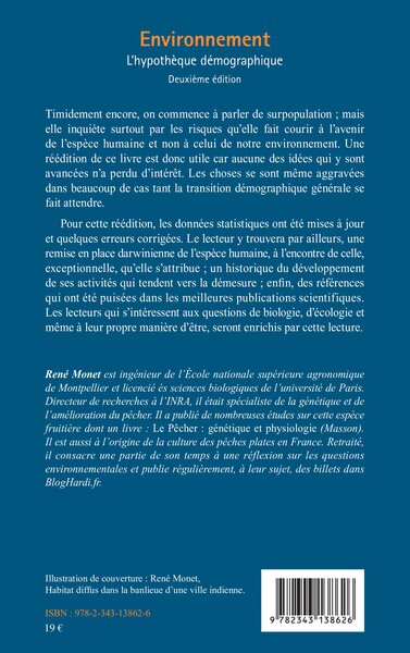 Environnement, L'hypothèque démographique - Deuxième édition (9782343138626-back-cover)