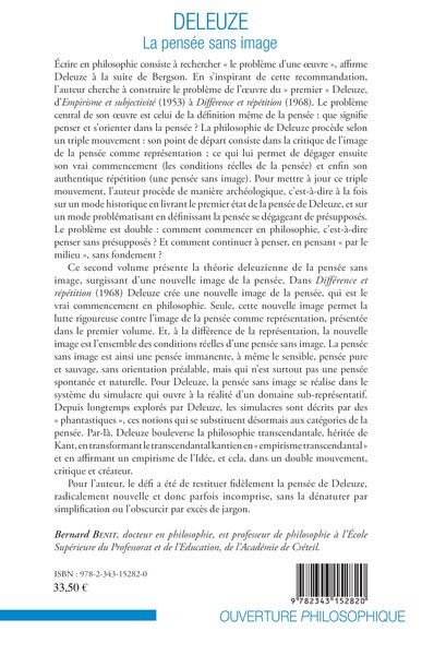 Deleuze, La pensée sans image (9782343152820-back-cover)