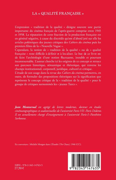 La "qualité française", Un mythe critique ? (9782343147635-back-cover)