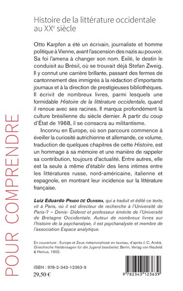 Histoire de la littérature occidentale au XXe siècle, Extraits - Précédé d'une introduction à l'histoire du temps et de l'histoi (9782343123639-back-cover)