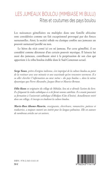 Les jumeaux Boulou, (Mimbiase mi bulu) - Rites et coutumes des pays Boulou (9782343114118-back-cover)
