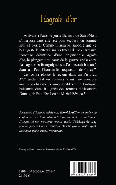 L'agrafe d'or, Roman (9782343137247-back-cover)