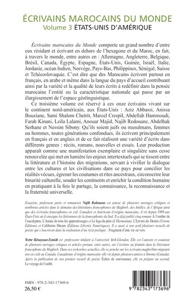 Ecrivains marocains du monde, Volume 3 - Etats-Unis d'Amérique (9782343173696-back-cover)