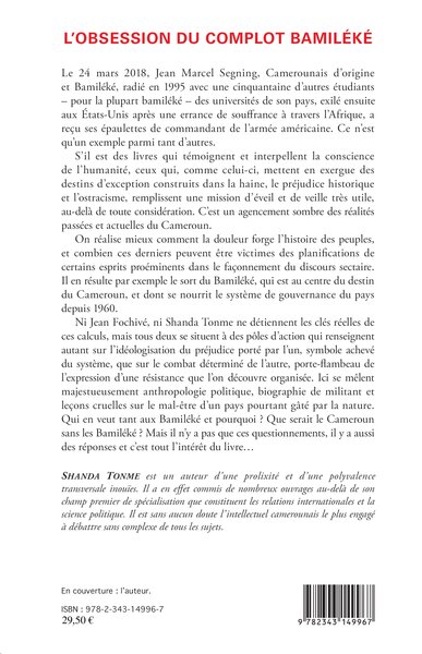 L'obsession du complot bamiléké, Ma rencontre avec Jean Fochivé - Mémoire des années de braise au Cameroun. Fragments d'autobiog (9782343149967-back-cover)