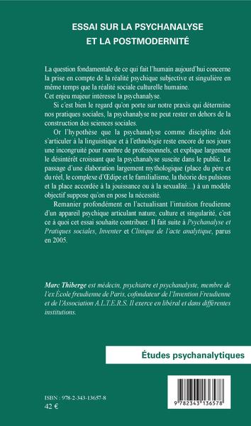 Essai sur la psychanalyse et la postmodernité (9782343136578-back-cover)