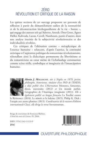 Zéro, Révolution et critique de la raison - De Sade et Kierkegaard à Adorno et Cavell (9782343111339-back-cover)