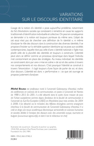 Variations sur le discours identitaire, Essai (9782343157023-back-cover)