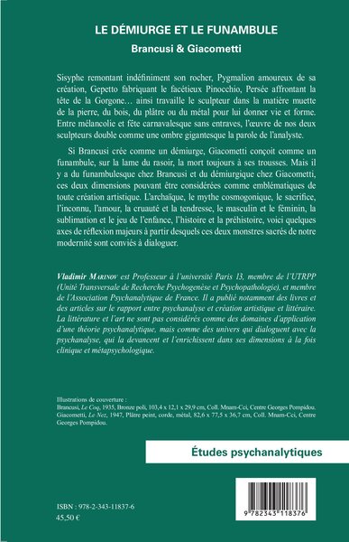 Le démiurge et le funambule, Brancusi & Giacometti (9782343118376-back-cover)