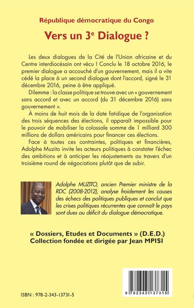 République démocratique du Congo 15e tribune, Vers un 3e dialogue ? (9782343137315-back-cover)