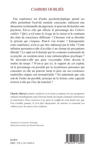 Cahiers oubliés, Chronique fictive d'une errance psychodysleptique (9782343116990-back-cover)