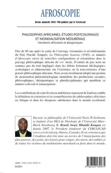 Afroscopie, Philosophies africaines, études postcoloniales et mondialisation néolibérale, Variations africaines et diasporiques (9782343139975-back-cover)