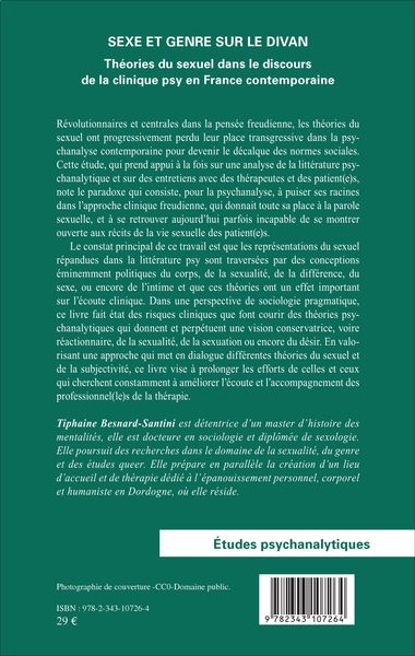 Sexe et genre sur le divan, Théories du sexuel dans le discours de la clinique psy en France contemporaine (9782343107264-back-cover)