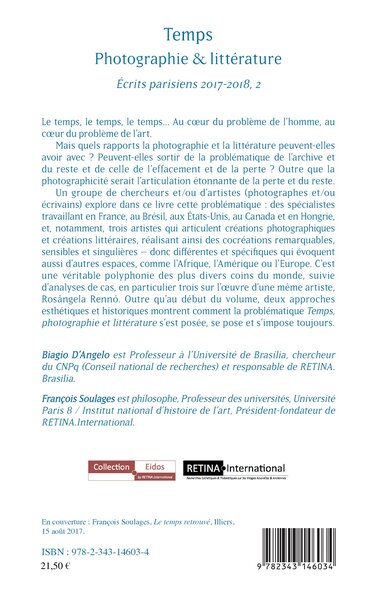 Temps photographie & littérature, Écrits parisiens 2017-2018, 2 (9782343146034-back-cover)