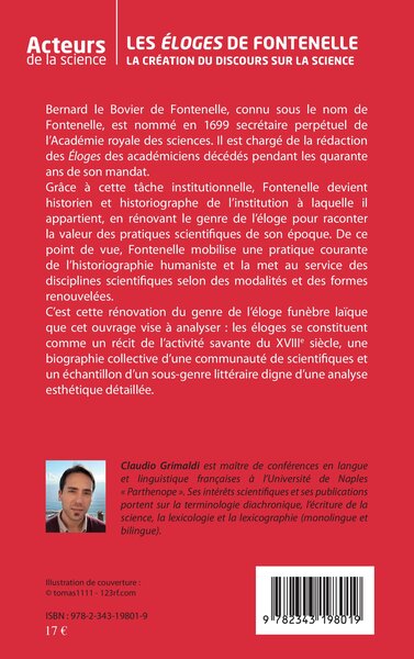 LesÉloges de Fontenelle, La création du discours sur la science (9782343198019-back-cover)
