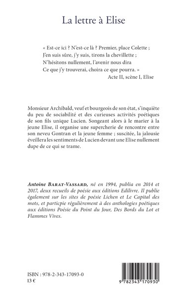 La Lettre à Élise (9782343170930-back-cover)