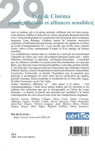 Cahiers du CIRCAV, Jazz & Cinéma (configurations et alliances sensibles) (9782343198798-back-cover)