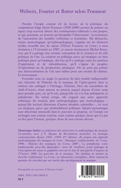 Webern, Fourier et Butor selon Pousseur, Un voyage en utopie (9782343169255-back-cover)