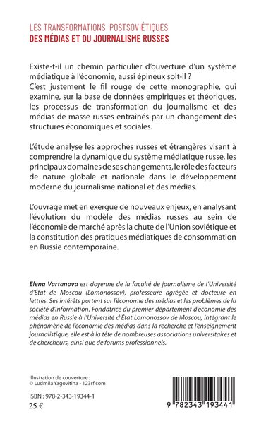 Les transformations postsoviétiques des médias et du journalisme russes (9782343193441-back-cover)