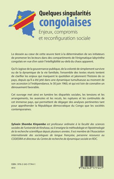 Quelques singularités congolaises, Enjeux, compromis et reconfiguration sociale (9782343177441-back-cover)