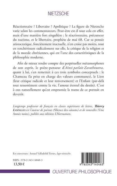 Nietzsche, Le chameau, le lion et l'enfant (9782343140483-back-cover)