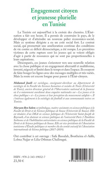 Engagement citoyen et jeunesse plurielle en Tunisie (9782343190327-back-cover)