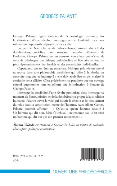 Georges Palante, La révolte pessimiste (9782343111759-back-cover)