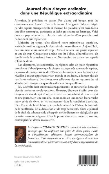 Journal d'un citoyen ordinaire dans une République extraordinaire, Mémoire du temps présent (9782343180908-back-cover)