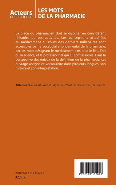 Les mots de la pharmacie, Une histoire linguistique de la pharmacie (9782343152028-back-cover)
