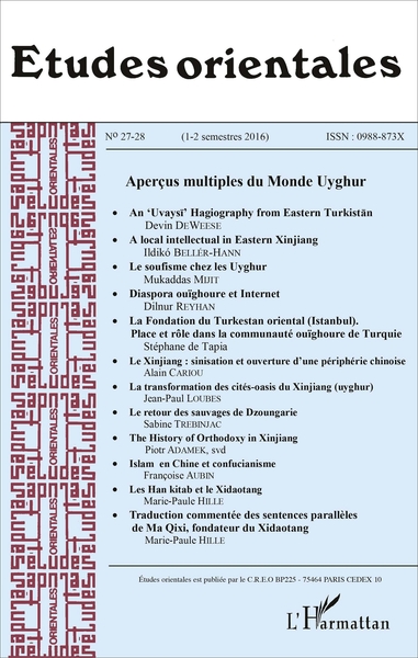 Etudes orientales, Aperçus multiples du Monde Uyghur (9782343117607-front-cover)
